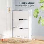 Skoskåp Skotippare med 3 Klaffar Vit av Trä för Hall ve Entré Smal Skolåda för 9-12 Par Skor 80 x 17 x 108 cm