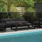 Dammstaket Trädgårdsstaket Svart av Mesh och Metall för Uteplats och Balkong Set om 4 Dekorativt Poolstaket 365 x 126 cm