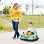 Stötfångarbil med 360° Rotation, 2 km/h, Säkerhetsbälte, LED-ljus och Musik, Grön