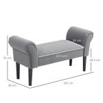 Sängbänk Förvaringsbänk Mörkgrå av Segeltyg och Metall för Sovrum Stoppad Bänk Lastkapacitet 130 kg 102 x 36 x 51 cm