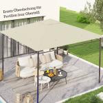 Reservtak till Paviljong med 8 Dräneringshål och Vattenavvisande Yta för Trädgård Hållbar och Lättmonterad Krämfärgad Polyester 3 x 3 m