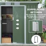 Verktygsbod Redskapsbod med Skjutdörr Grön av Galvaniserat Stål för Trädgård Väderbeständigt Skjul med Grund 2,42 m² 213 x 130 x 172 cm
