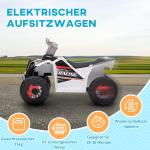 Elektrisk Fyrhjuling Barnfordon Vit av Plast för Barn 1,5-3 År Mini Elbil med Framåt och Backfunktion 6 V 2,5 km/h