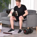 Hantelset 2 i 1 med Justerbara Vikter för Professionell Styrketräning Ergonomisk och Hållbar Svart Stål och Plast 20 kg