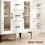 Sideboard Modernt Vit MDF och Glas för Vardagsrum och Kök Skänk med 3 Lådor och Soft Close-dörrar Rymlig Förvaring 120 cm