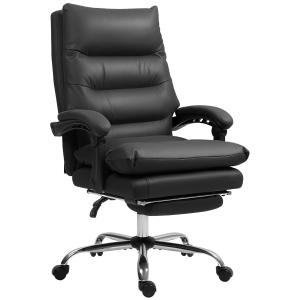 Kontorsstol med Massagefunktion, Uppvärmd, Fällbar i Konstläder, Svart, 65x72x109-117 cm