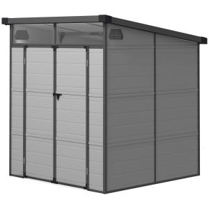 Verktygsbod Redskapsbod med Taktak Ljusgrå av Plast för Bakgård och Uteplats Väderbeständig Trädgårdsbod 3,24 m³ 190 x 191 x 215 cm