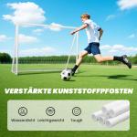 Fotbollsmål med Robust Nät och Markpinnar för Träning och Match för Barn och Vuxna Stabil och Lättmonterad Vit Plast 240 x 90 x 180 cm
