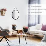 Rund Väggspegel med Upphängning, Dekorativ Spegel med Metallram och Kedja, Elegant Inredning för Hall och Badrum, Svart, 50 cm