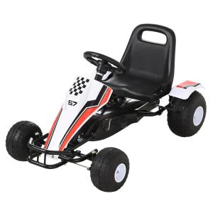 Gokart för Barn Trampbil med Pedal och Bromsar Stål för 3-8 År Vit 104 X 66 X 57 Cm
