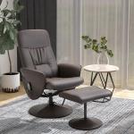 Snurrbar TV-Fåtölj med Pall, Bekväm Relaxstol med Massage och Liggfunktion, Mjukt Konstläder för Avkoppling, Brun, 76 x 81 x 105 cm