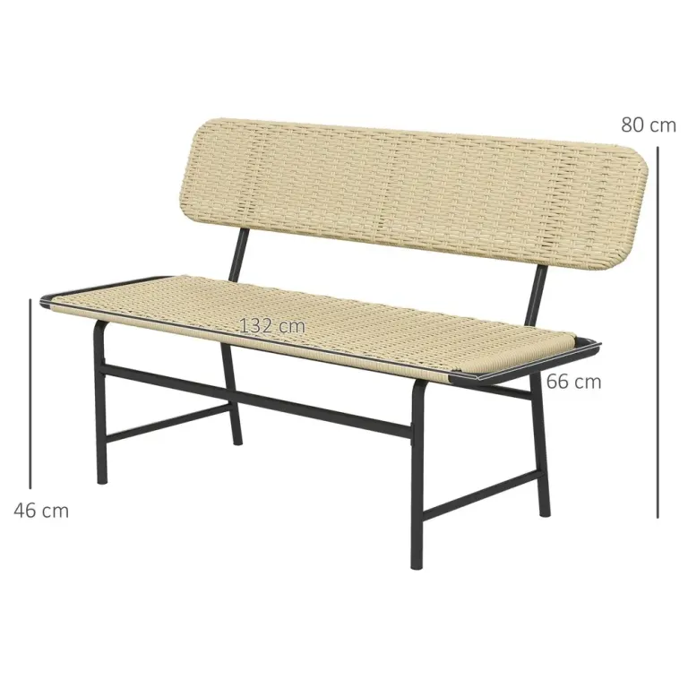 Trädgårdsbänk i Konstrotting för 2 Personer 132 cm, Khaki