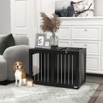 Hundbur Hundhus Svart av Metall för Medelstora Hundar Transportbur med Dörrar Hundlåda för Hemma Robust Design 80 x 50 x 56,5 cm