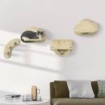 Kattklättervägg Klösträd Beige av Plysch och Sisal för Aktivt Lek 4 Delar med Stege och Hoppplattformar Hängmatta