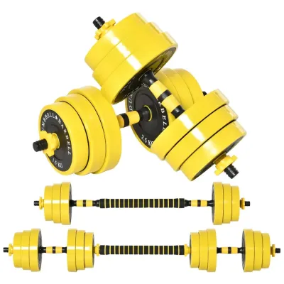 Hantelset 25 kg med Skivstång Ergonomiskt 3-i-1 Set 12