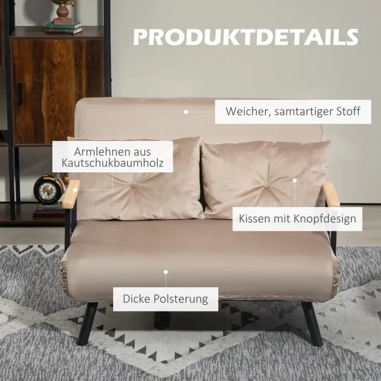 Bäddsoffa 2-Sits Soffa Ljusbrun 102 x 73 x 81 cm