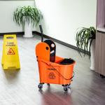 Städvagn med Mobil Hink och Vridanordning 36 L för Professionell Rengöring Svart Orange 54 X 41 X 91,5 Cm
