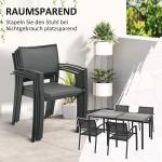Trädgårdsmöbler Sittgrupp Mörkgrå av Mesh och Metall för Uteplats 5 Delar med Matbord och 4 Stapelbara Stolar Bekväm