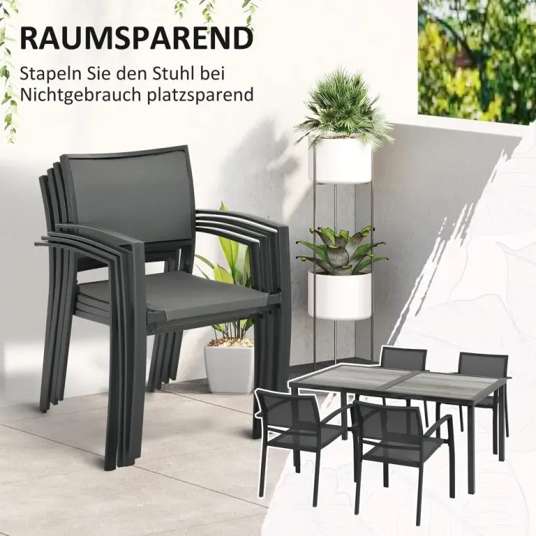 Trädgårdsmöbler Sittgrupp Mörkgrå av Mesh och Metall 5
