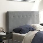 Sänggavel 3 Nivåer Justerbar Grå Sammet och Metall för Dubbelsäng 140 cm Mjuk Stoppning Modern Design 140x10x126 cm