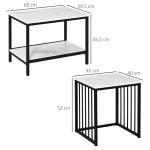 Soffbord Sidobord Marmorlook av Stål och MDF för Vardagsrum Set med 2 Bord i Modern Design