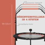 Ministudsmatta med Höjdjusterbart Handtag och LCD-skärm, Stål, Svart + Röd, Ø102 x 99–123 cm