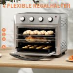 Miniugn Varmluft Robust Silver Rostfritt Stål för Bakning och Grillning 6 Lägen Timer Tillbehör 24 Liter