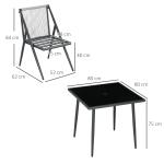 Trädgårdsmöbelset Sittgrupp Mörkgrå av Polyester och Metall för Uteplats 5 Delar med Bord och 4 Stolar Paraplyhål Slitstark