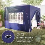 Lusthus Paviljong Pop-Up Partytält Mörkblå av Polyester och Metall för Camping och Trädgårdsfester Vintertätt Tält med 4 Sidoväggar UV50+ 3 x 3 m