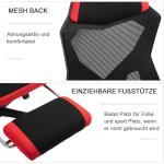 Gaming Chair Ergonomisk Skrivbordsstol med Fotstöd Höjdjusterbar Polyester för Kontor och Spel Svart Röd 58 X 72 X 112-122 Cm