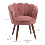 Klädd Matsalsstol i Rosa Tyg, Bekväm Kökstol med Ryggstöd och Träben, Elegant Fåtölj för Vardagsrum, Rosa, 66 x 72 x 79 cm