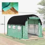 Växthus Filmtunnel med 6 Fönster Grön av PE Plast för Trädgård Vintertätt Tomathus med Rulldörrar 3 x 2 x 2 m
