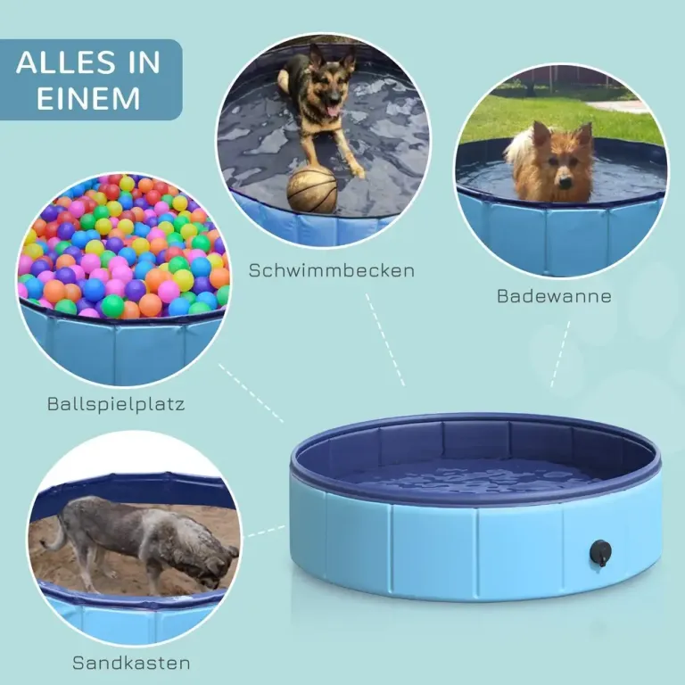 Hundpool Hopfällbar Plaskdamm för Hund 80 x 20 cm