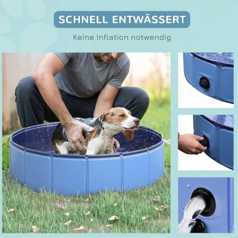 Hundpool Hopfällbar Plaskdamm för Hund 80 x 20 cm