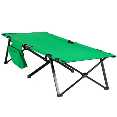 Hopfällbar Fältsäng med Sidoficka 190 x 65 cm, Grön