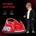 Barnbil Elbil 12V Stötfångare med Fjärrkontroll Röd av Plast för Barn 3-5 År Fordon med Musik och Ljus 360° Rotation 1,5-3 km/h