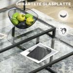 Set med 2 Soffbord i Glas, Pulverlackerat Stål, Svart + Transparent
