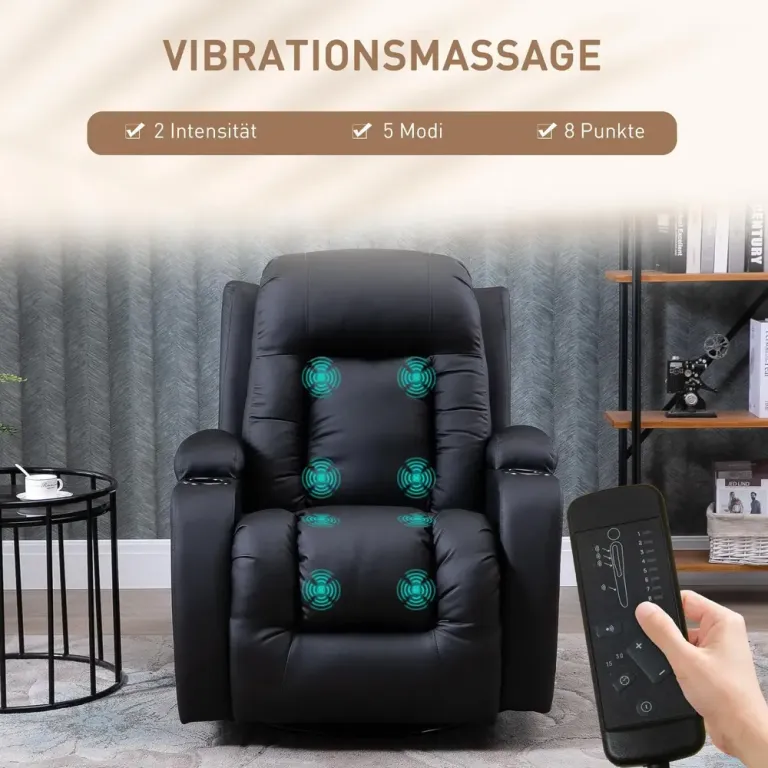 Massagestol TV-Stol Svart av Konstläder och Metall
