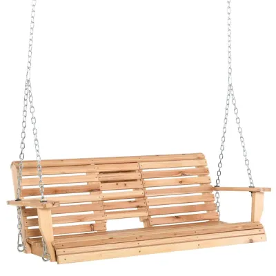 Hängande Trädgårdsbänk i Trä med Fällbord, Natur