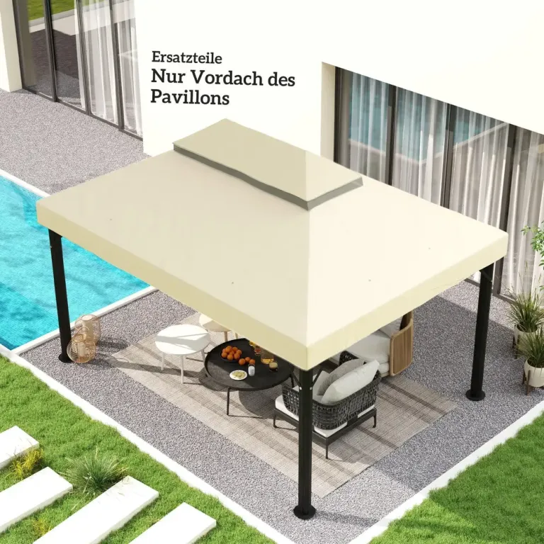 Ersättningstak för Paviljong Dubbeltak Gräddvit 3 x 4 m