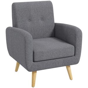 Accentstol i Skandinavisk Design, Knäppt Klädsel, Natur + Ljusgrå