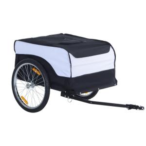 Handkärra Transportvagn Vit Svart Stål och Oxford Tyg Hopfällbar Max 40 Kg 140 X 77 X 65 Cm