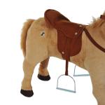 Gunghäst Ridhäst Lekhäst Plyschhäst med Ljud för Barn Beige 85 X 28 X 60 Cm