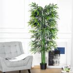 Konstgjord Växt Bambu Grön av Plast och Tyg för Vardagsrum Dekorativt Träd med Plantering Naturlig Look Lättskött 180 cm