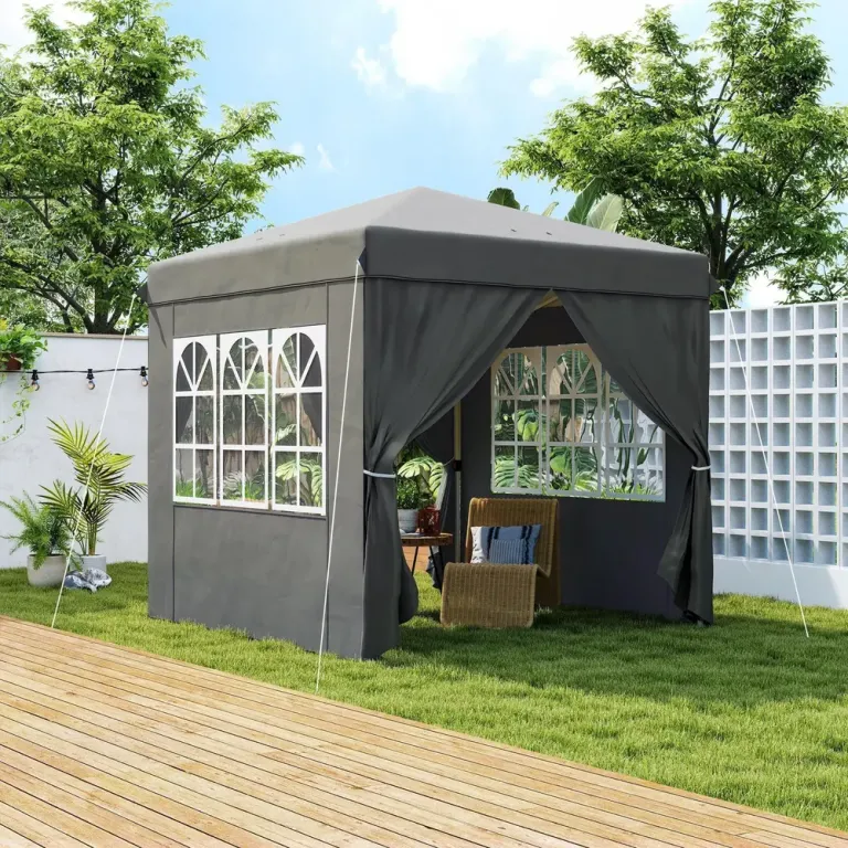 Trädgårdspaviljong Pop-up Partytält Mörkgrå 2,5 x 2,5 m