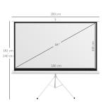 Projektorduk med Stativ, HD 4K, 16:9, Roll-up, 186 x 105 cm (84 tum)