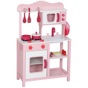 Lekkök Barn Rosa Trä och MDF för Barnrum Leksakskök med Tillbehör och Ljudfunktion Kompakt Design för Rolig Lek
