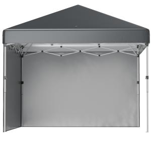 Hopfällbar Paviljong Campingtält Mörkgrå av Stål och Tyg för Trädgård och Terrass med Sidoväggar och UV-Skydd Sandsäck 2,97 x 2,97 m