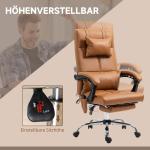Kontorsstol Massagestol Ljusbrun av Konstläder för Kontor Ergonomisk med Svankvärme och 6 Massagepunkter