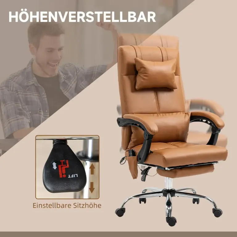 Kontorsstol Massagestol Ljusbrun av Konstläder Ergonomisk